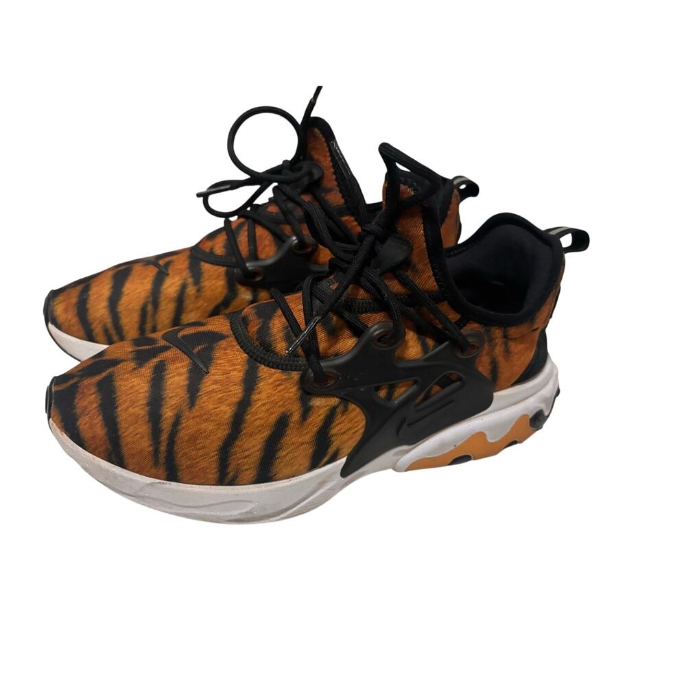 Nike React Presto Premium Tiger Print Mens 7.5 Orange Black CN7664-800